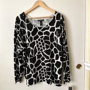 🇺🇸 INC International Concepts Long Sleeve Black and White Blouse. Size 3X